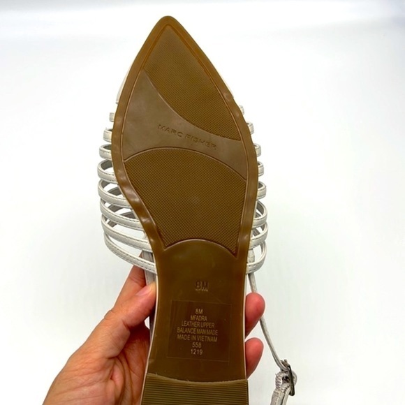 Marc Fisher - Abra  Leather Fisherman White / Gray Closed Toe Flats Size 8 - Picture 13 of 14